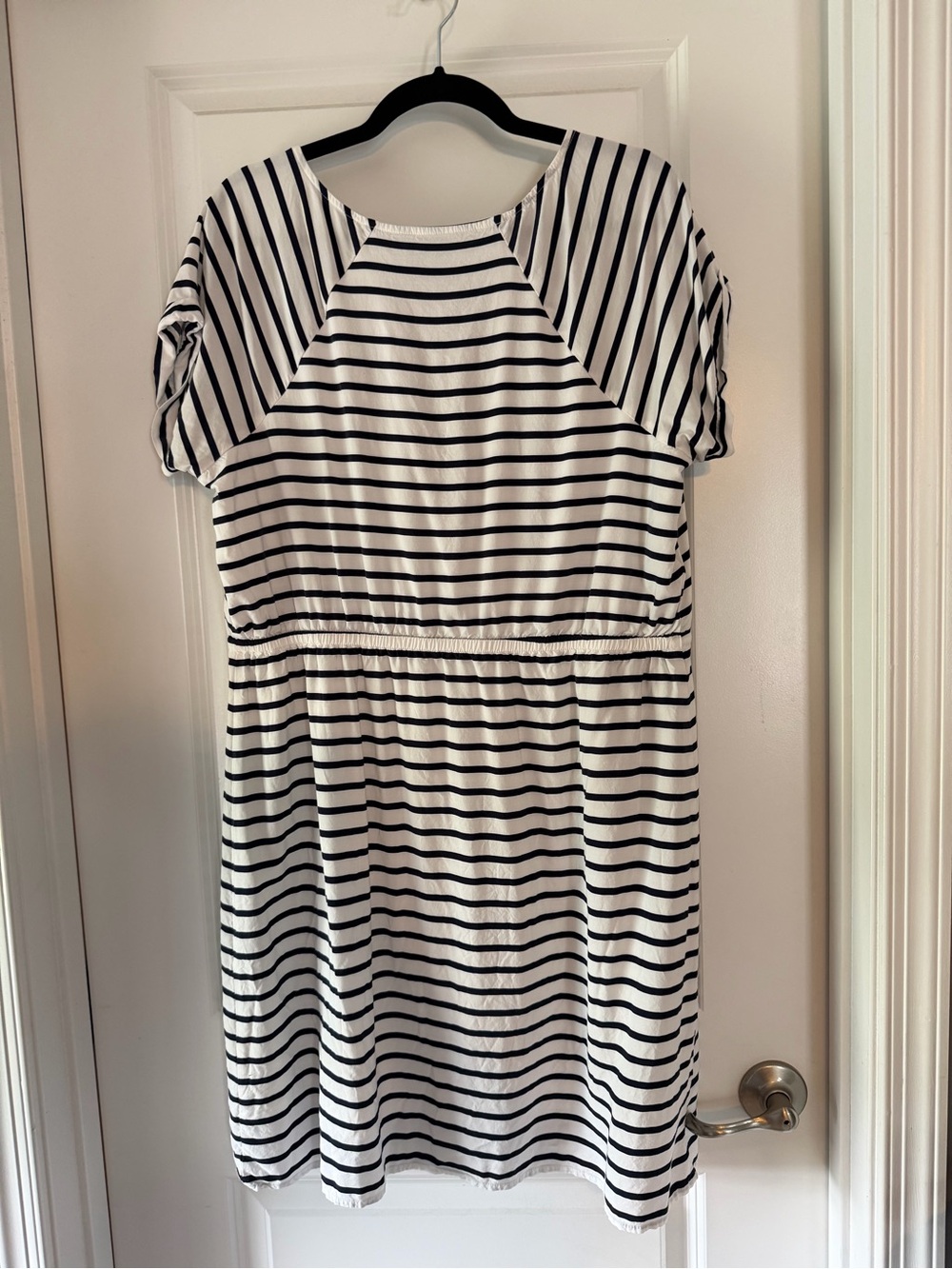 Old Navy Navy and White Striped Scoop Neck Top
